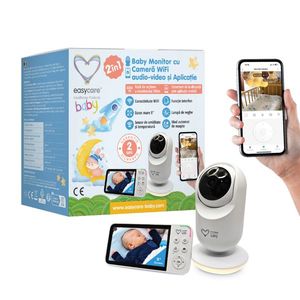 Baby Monitor si camera WiFi audio-video 2 in 1 cu aplicatie Easycare Baby imagine