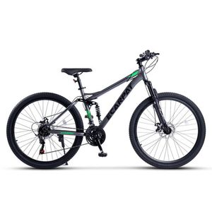 Bicicleta MTB Full-Suspension E-Carpat E2660A GriNegruVerde, roti 26 inch, 150-165 cm inch, greutate suportata 100 kg imagine