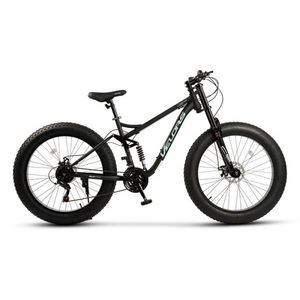 Bicicleta MTB-Full Suspension FAT BIKE Velors Duro 2.6 V26309D NegruTurcoaz, roti 26 inch, inaltime utilizator 150-195 cm, greutate suportata 150 kg imagine