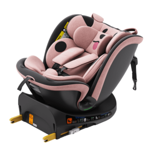 Scaun auto Buf Boof B-Joy Deluxe PinkDog iSize cu isofix, pozitie somn 155 grade, rotativ 360 grade, 40-150 cm imagine