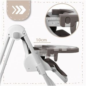 Scaun de masa 2 in 1 pentru bebelusi si copii Malplay Deli grey, model pliabil, tavita dubla detasabila, echipat cu 2 roti imagine