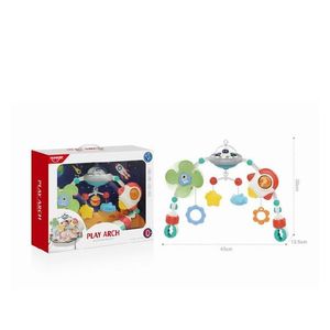 Arcada pentru carucior sau patut copii muzicala, cu jucarii suspendare, ajustabila si pliabila, multicolor, 0-36 luni imagine