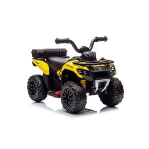 Atv electric pentru copii LeanToys yellow 35W, viteza 1.5-2 kmh, faruri frontale led, cu sunete si lumini, roti late din eva, suport picioruse imagine