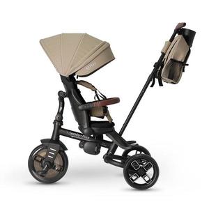 Tricicleta pentru copii Qplay Comfo Max Bej inchis, ultrapliabila, scaun pivotant, roti eva, spatar reglabil imagine