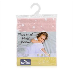 Scutec pled muselina 80x80 cm Rose with Stars imagine