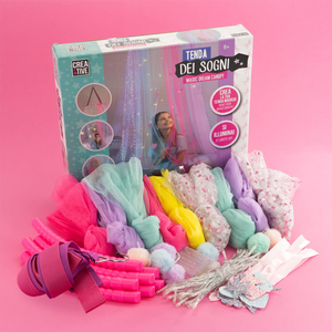 Baldachin pentru copii Girabrilla Tenda dei Sogni cu lumini LED si tulle colorat imagine