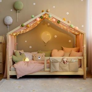 Baldachin muselina pentru pat tip casuta, Little Amy, Somon, 400 cm imagine