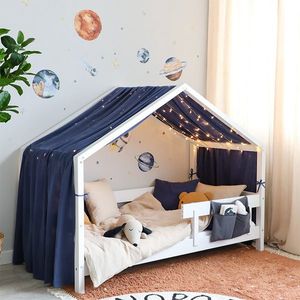 Baldachin muselina pentru pat tip casuta, Little Amy, Albastru inchis, 450 cm imagine