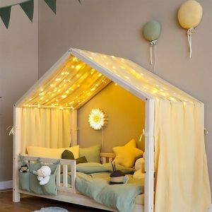Baldachin muselina pentru pat tip casuta, Little Amy, Galben, 430 cm imagine