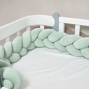 Protectie laterala pentru patut din catifea, impletita, 240 cm Verde imagine