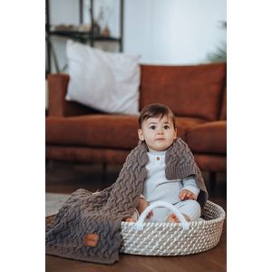 Paturica din lana merino pentru copii 85x85 cm La Millou Stoned Brown imagine