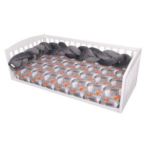 Protectie impletita pentru patut 180 cm Bumper din Velvet Cloudy Grey imagine