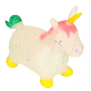 Jumper gonflabil pentru copii Unicorn, din cauciuc moale si flexibil, dimensiune 47 x 60 x 22cm, cu pompa inclusa imagine