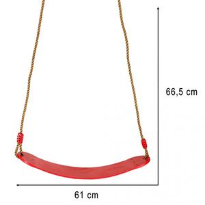 Leagan clasic de gradina pentru copii Ikonka red, cu franghii impletite reglabile, inele metalice imagine