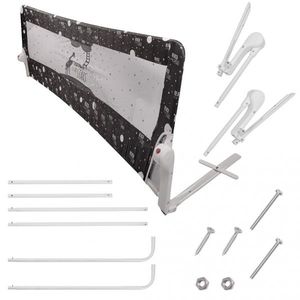 Bariera de protectie pentru pat copii, Ikonka black, cadrul metalic, dimensiune 200 x 37 x 63 cm, imagine