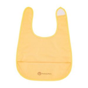 Baveta impermeabila cu buzunar PetiteMars Nate, fara pvc si ftalati, 37x27 cm, 6 luni+, prindere velcro, Ocru imagine