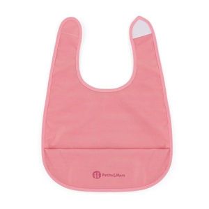 Baveta impermeabila cu buzunar PetiteMars Nate, Fara pvc si ftalati, 37x27 cm, 6 luni+, prindere velcro, Roz imagine