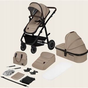 Carucior pentru copii Lionelo Amber Bej, 2 in 1, cadru aluminiu, cu landou intarit si salteluta moale, reversibil, maner ajustabil, accesorii, pana la 22 kg, EN1888-1 imagine