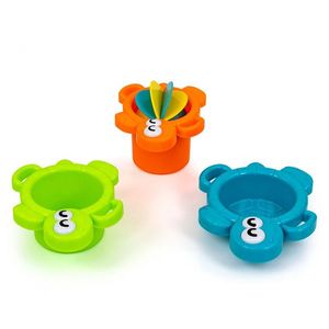 Jucarie de baie cu 3 cesti colorate, sita si roata apa Water Turtle imagine