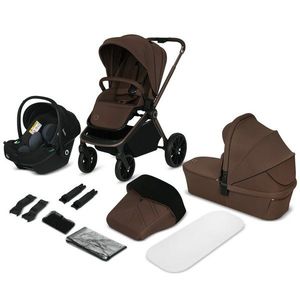 Carucior pentru copii Lionelo Mika Plus Mocha Mousse, 3 in 1, cadru din aluminiu, cu landou intarit si salteluta moale, scoica auto testata ADAC, reversibil, accesorii, Conform cu EN1888-1 imagine