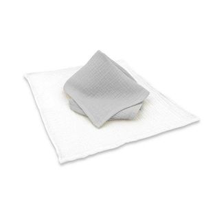 Set 2 museline Qmini Grey si Cream, multifunctionale, bumbac dublu, 30x30 cm imagine