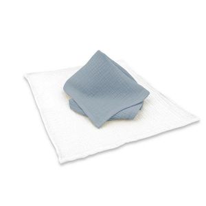 Set 2 museline Qmini Jeans si Cream, multifunctionale, bumbac dublu, 30x30 cm imagine