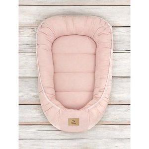 Cosulet pentru bebelusi Qmini Powder Pink Baby Nest 55x75 cm, husa din muselina dubla imagine