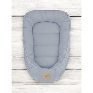 Cosulet pentru bebelusi Qmini Jeans Baby Nest 55x75 cm, husa din muselina dubla imagine