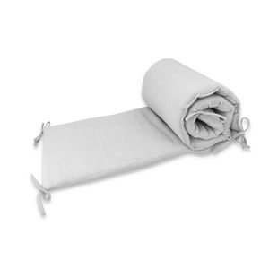Aparatoare pentru patut Qmini Gray, din muselina dubla, 180x30 cm, cu panglici imagine