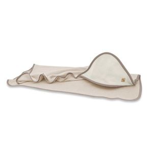 Prosop cu gluga Qmini Beige, 100x100 cm, din bambus si bumbac interlock imagine