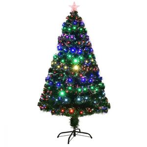 Brad artificial, iluminat cu fibra optica si led-uri, 180 cm, suport metalic inclus imagine