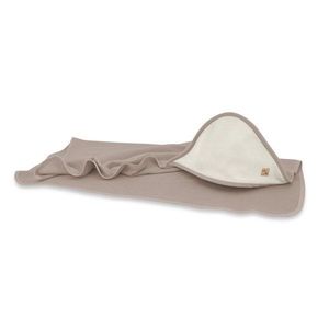 Prosop cu gluga Qmini MochaBeige, 100x100 cm, din bambus si bumbac interlock imagine