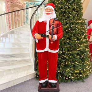 Mos craciun cu vioara, figurina muzicala 180 cm, canta si danseaza, suport sustinere, senzor sunet imagine