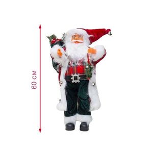 Decoratiune mos craciun 60 cm, sac de cadouri, coronita, blanita artificiala imagine