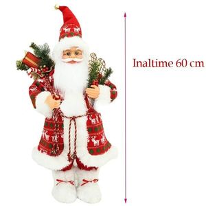Mos craciun 60 cm, figurina decorativa, saculet cadouri, caciula cu clopotel imagine