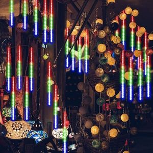 Instalatie 8 turturi meteori, 288 led-uri multicolore, tuburi 45 cm, decor craciun interiorexterior, lungime 2.3 m imagine