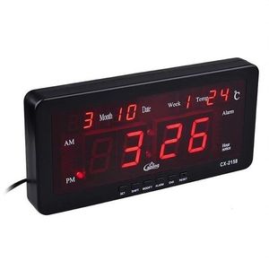 Ceas digital led rosu, afisaj 12h, calendar si temperatura Caixing imagine