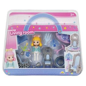 Set de joaca cu papusa si accesorii, Sunman, Living room imagine