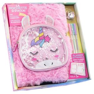 Agenda gigant, cu coperta pufoasa si poseta detasabila, Nice, Girabrilla, Unicorn Magic imagine