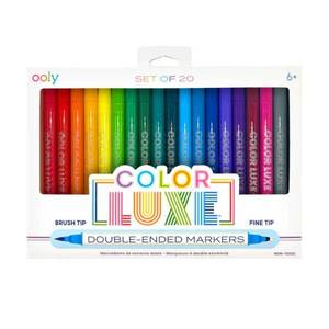Carioci 2 in 1 cu pensula si varf fin, Nice, Color Luxe, 20 culori imagine