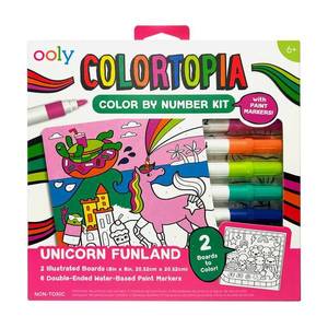Set creativ de pictura pe numere cu markere, Ooly, Colortopia, Taramul unicornilor, 6 culori duble imagine