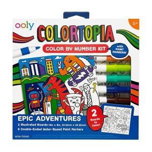 Set creativ de pictura pe numere cu markere, Ooly, Colortopia, Aventuri epice, 6 culori duble imagine