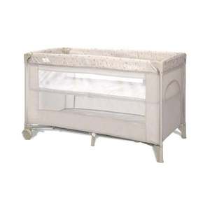 Patut pliabil, Lorelli Carina, 2 nivele, deschidere laterala cu fermoar, prevazut cu roti cu frana, Beige Stars imagine