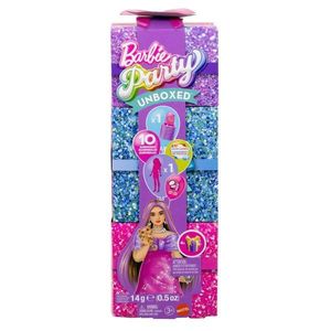 Papusa Barbie Party Unboxed, Glam Pink Curvy, 10 surprize, JFY67 imagine