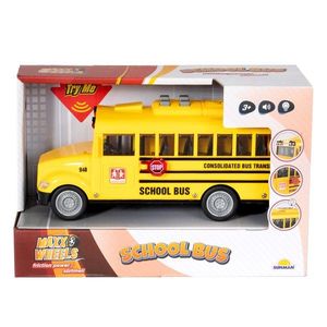 Autobuz scolar cu lumini si sunete, Maxx Wheels, 20 cm imagine