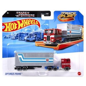 Set camion cu remorca, Hot Wheels, Track Fleet, Optimus Prime, HXH02 imagine