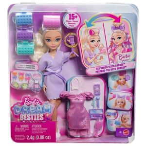 Set de joaca cu papusa Barbie Malibu, Dream Besties, Get Ready with Me, JGG38 imagine