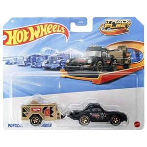 Set camion cu remorca, Hot Wheels, Track Fleet, Porsche 911 Off-Roader, JCM65 imagine