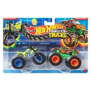 Set 2 masinute Monster Truck, Hot Wheels, Tri To Crush Me Vs Podium Crasher, JCC70 imagine