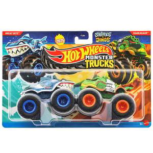 Set 2 masinute Monster Truck, Hot Wheels, Great Bite Vs Rageasaur, JCC71 imagine